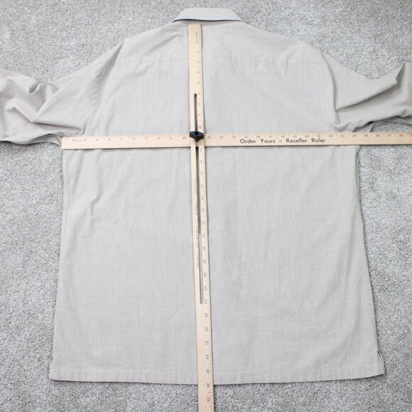 BOSS Hugo Boss Shirt Mens 16, 32/33 Beige 100% Cotton Long Sleeve Button Up - Picture 11 of 14